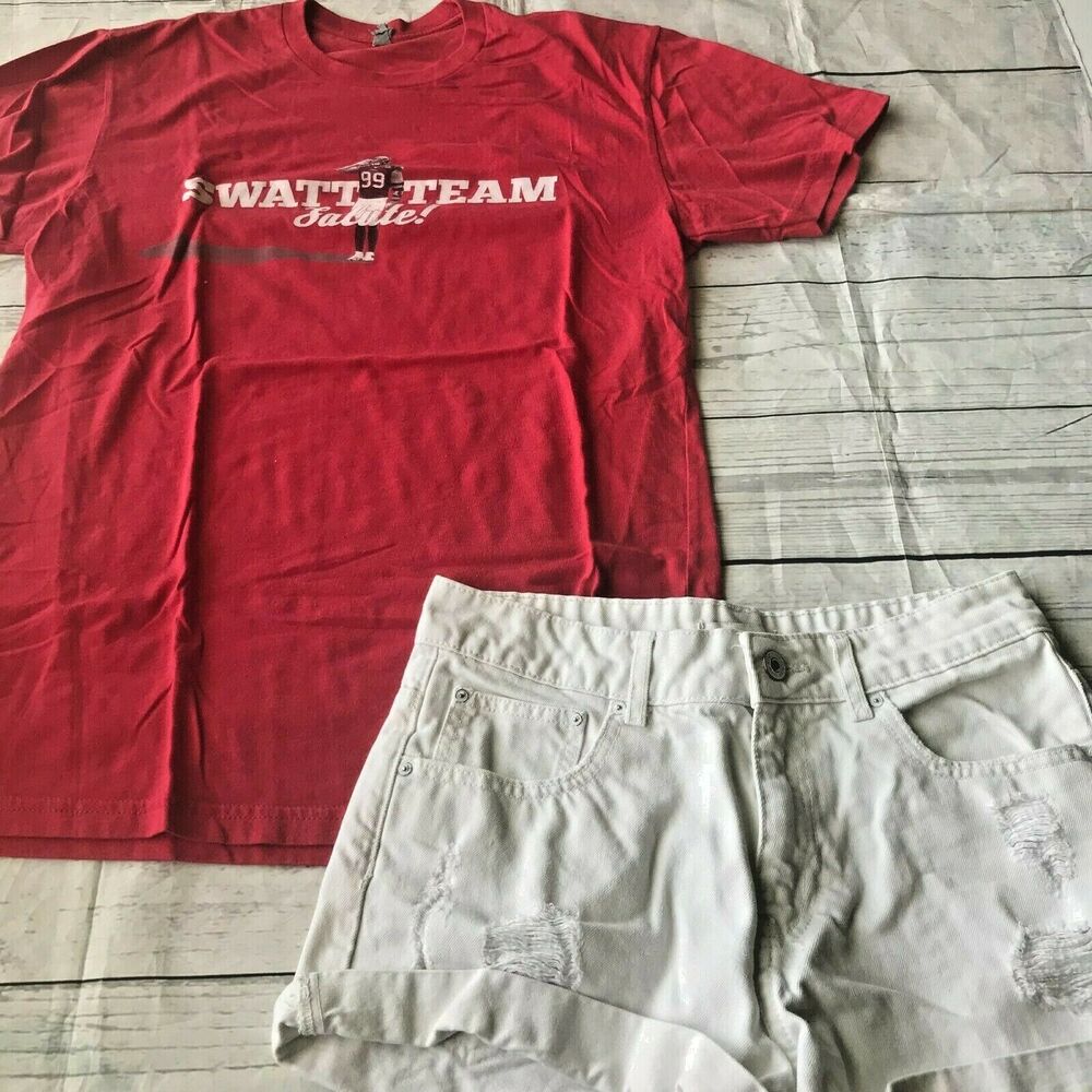 Forever 21/ Next Level Women’s Red/White Shorts Tee Outfit Size 26/Medium Top